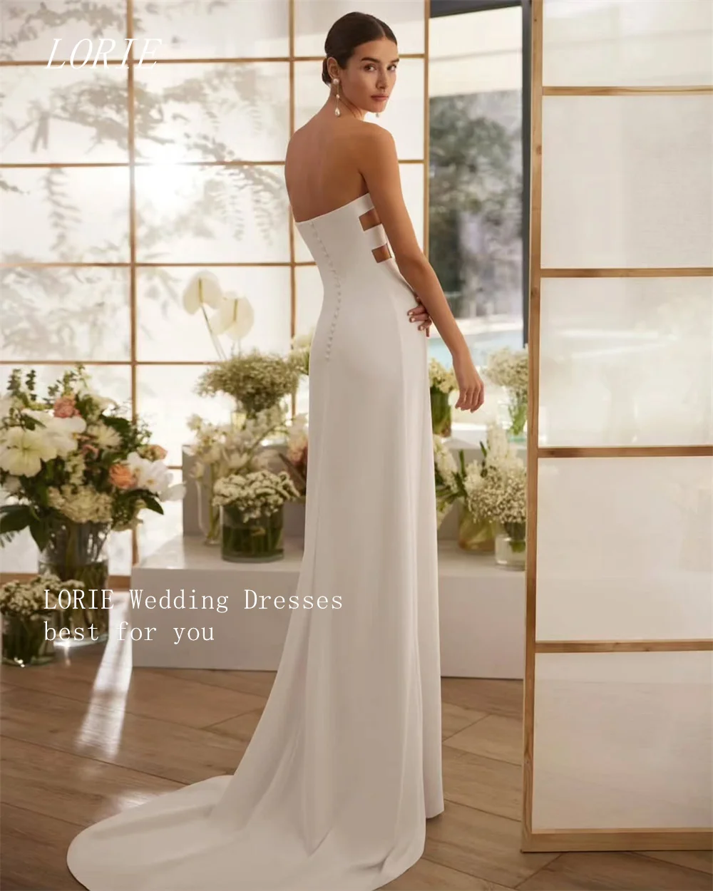 LORIE Luxury Mermaid Civil Wedding Dress Strapless Bridal Dresses Plain Self Cultivating Engagement Wedding Gown Customized 2026