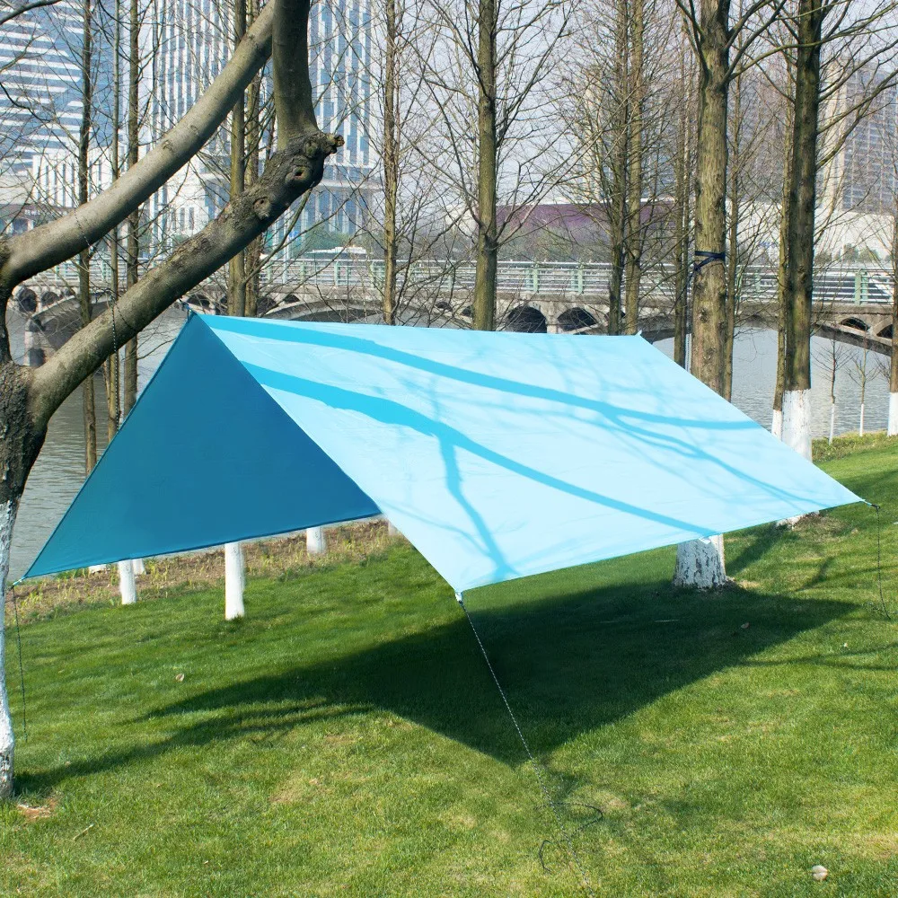 Revestimento de prata anti-uv e impermeável acampamento ao ar livre lona praia tenda sun shelter dossel