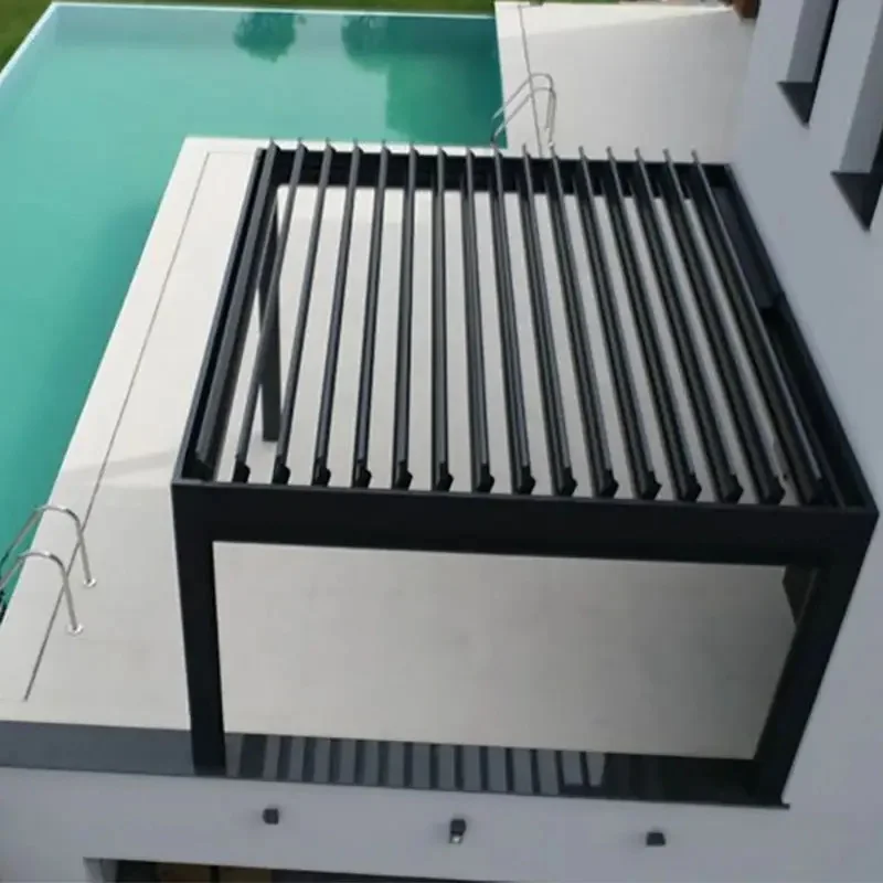 Motorized  New Design Screen Roller Blinds Outdoor Aluminium Bioclimatic Roof Pergola Sunshade