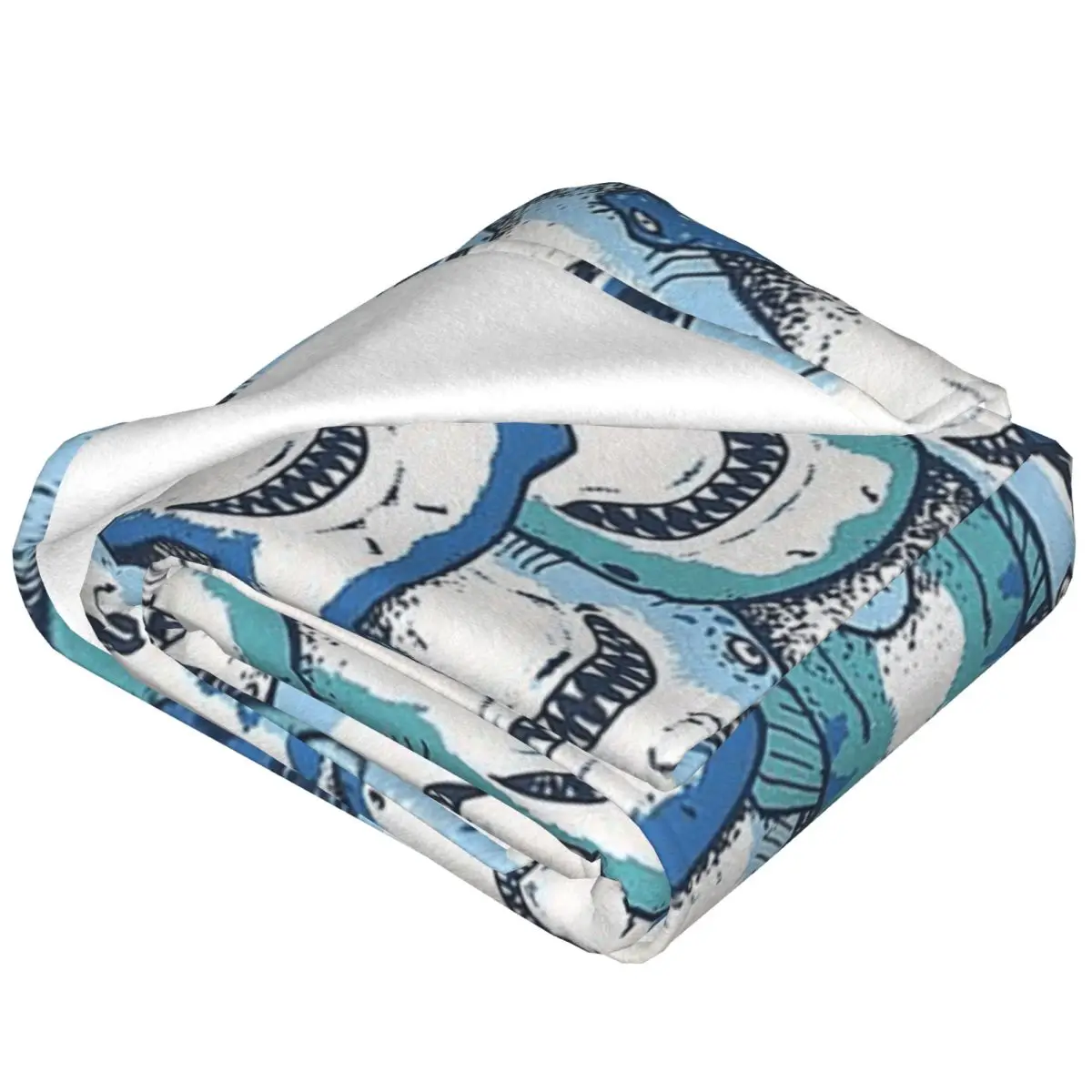 Deep Sea Shark Black Blankets Soft Warm Flannel Throw Blanket Cover for Bed Living room Picnic Travel Home Couch