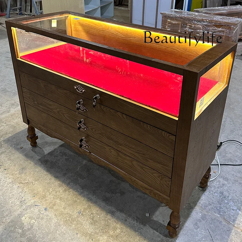 BJ Jade Antique Display Cabinet Zhongdao Cabinet Glass Museum Glass Display Jewelry Cabinet Jewelry Display Medieval
