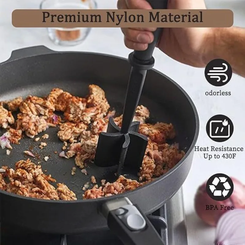 Handheld Meat Chopper Multifunctional Cooking Scraper Ground Meat Stirring Spatula Kitchen Tool