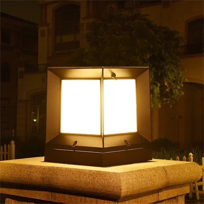 CEDRIC Solar Modern Wall Outdoor Cube Light LED Waterproof Pillar Post Lamp Fixtures for Home Garden