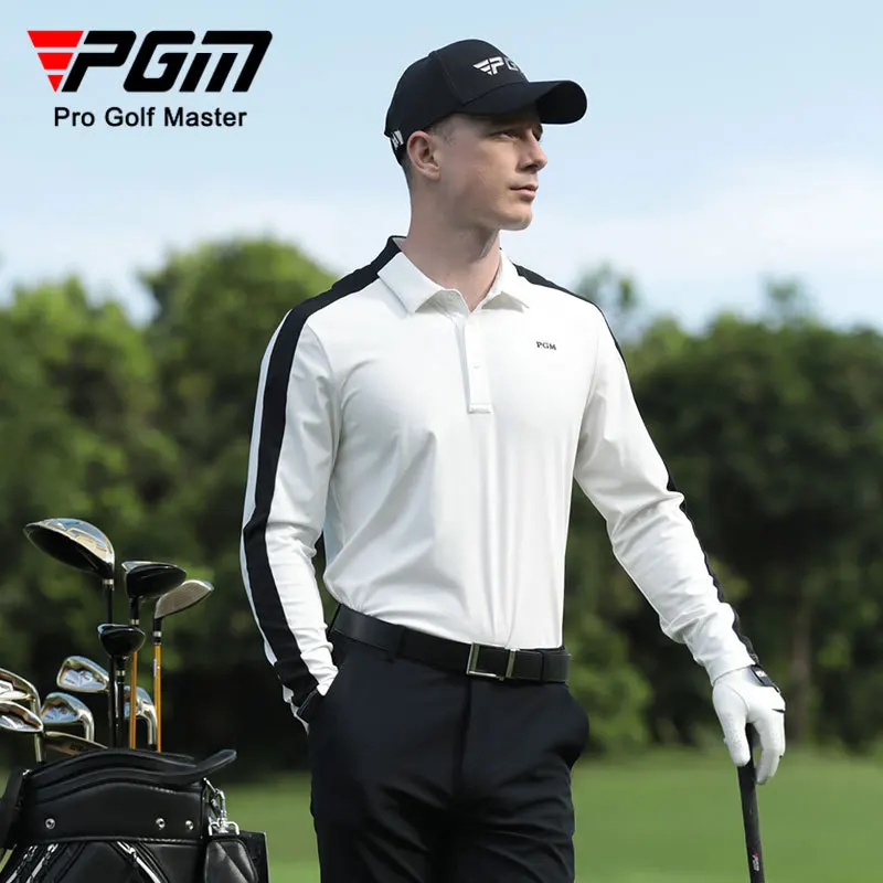 PGM Męskie koszulki golfowe Jesień i zima Sporty rekreacyjne Koszulki polo z długim rękawem Modne klapy Golf Wear Men YF648