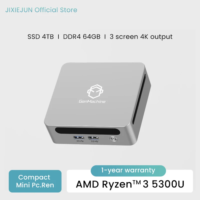 GenMachine New Mini PC AMD Ren5000 5300U Processor 27GHz 37GHz 32GB DDR4 WiFi6 HDMI Windows 1011 PC Gamer