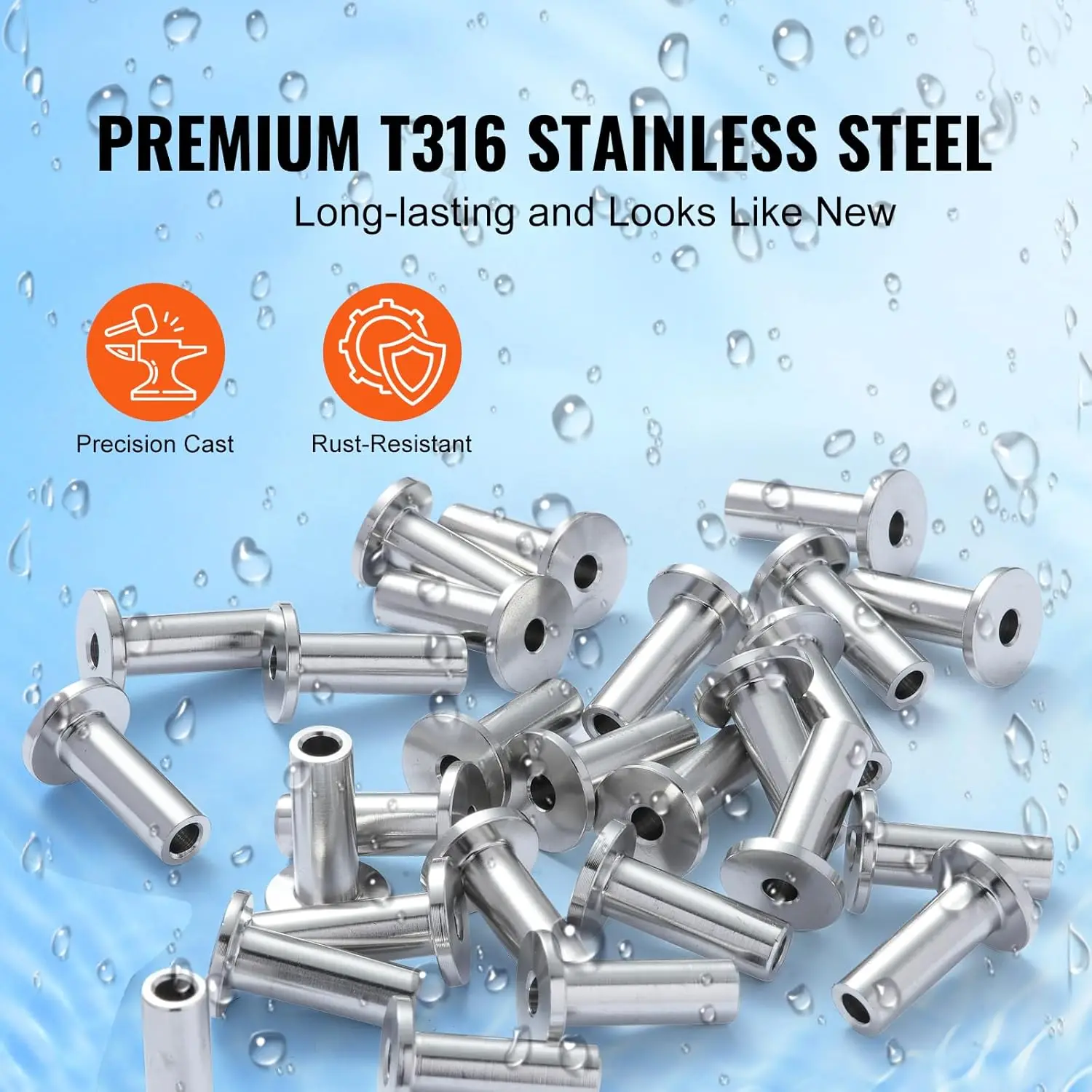 81 Pack T316 Stainless Steel Protector Sleeves for 1/8" Wire Rope Cable Railing, DIY Balustrade T316 Marine Grade, Silver