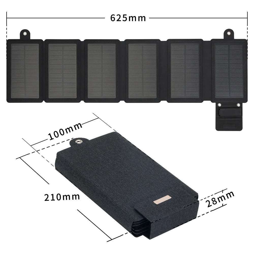 10W Foldable Solar Panel Charger 5V 2A Output ETFE Solar Power Phone Charger Portable Mini Size Outdoor Charger Type C USB Plug