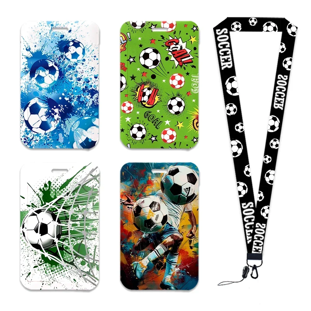 Card Holder Case with Matching Lanyard Football Theme Hard - Protective Shell for ID Access Credit Cards