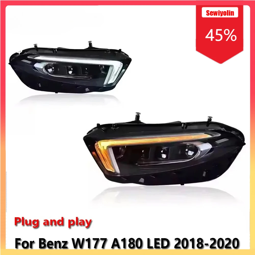 

Автомобильные лампы, фары в сборе для Benz W177 A180, 2018-2020, противотуманные фары DRL, стоп-сигналы поворота, Plug and Play