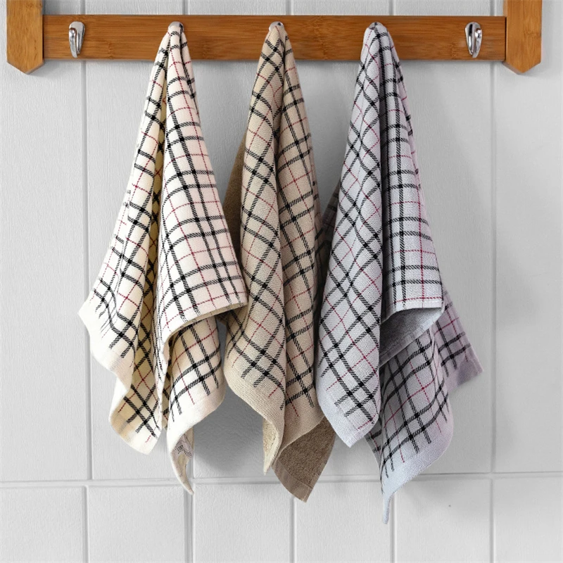 

1Pc 34x75cm 100% Cotton Gauze Vintage British Style Plaid Absorbent Home Bathroom Adult Face Towel