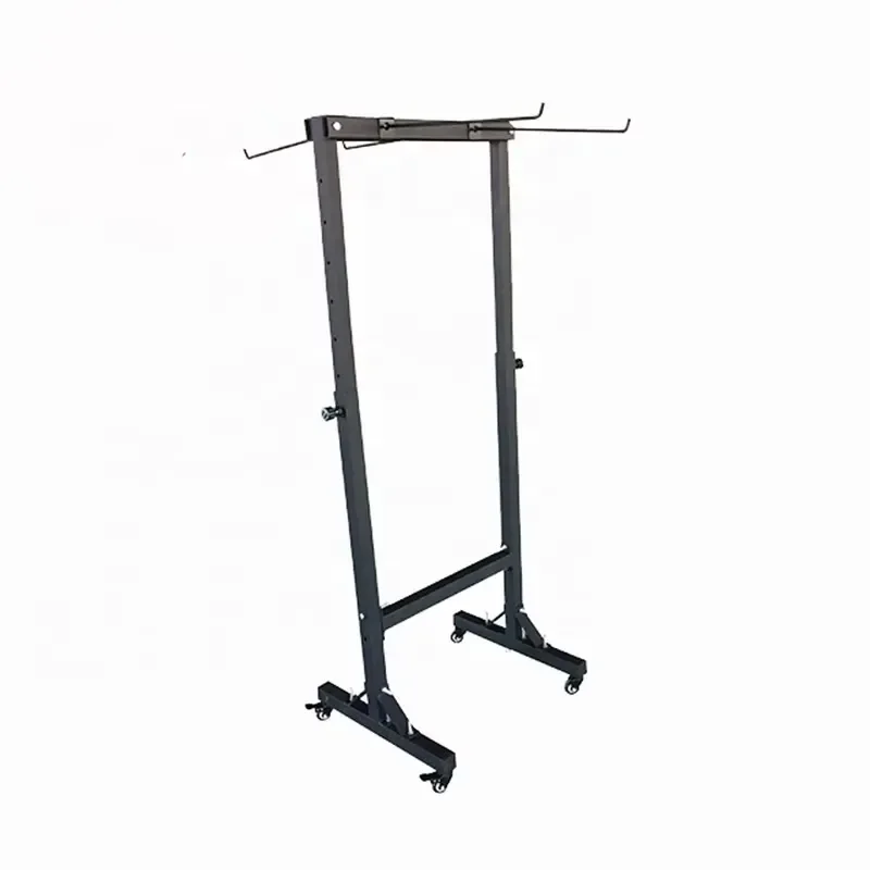 Portable Yoga Mat Storage Rack with Wheels and Hooks for Gym Exercise Equipment Organization Home Fitness Gear Holder Stand
