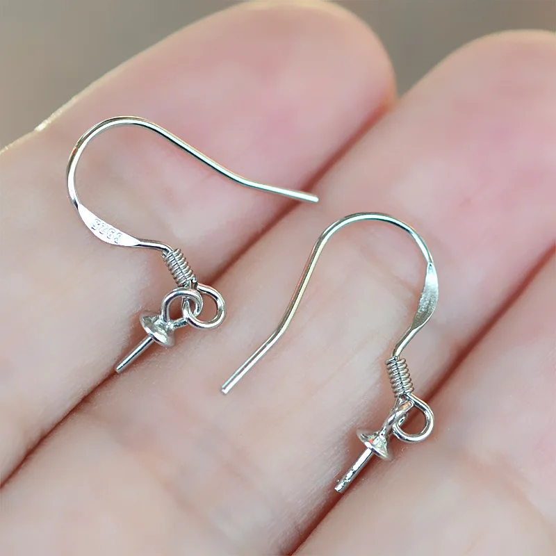 S925 فضة أقراط قاعدة النتائج حوامل مجوهرات يتصاعد تركيبات اكسسوارات ل 5-12 مللي متر اللؤلؤ 10 زوج/وحدة #1