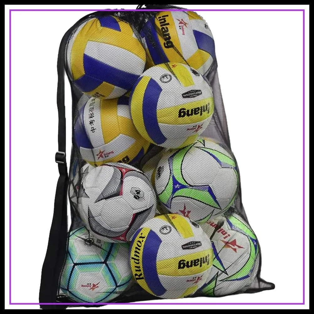 Heavy Duty Mesh Ball Bag, Drawstring Sport Equipment Storage for Basketball Soccer Beach