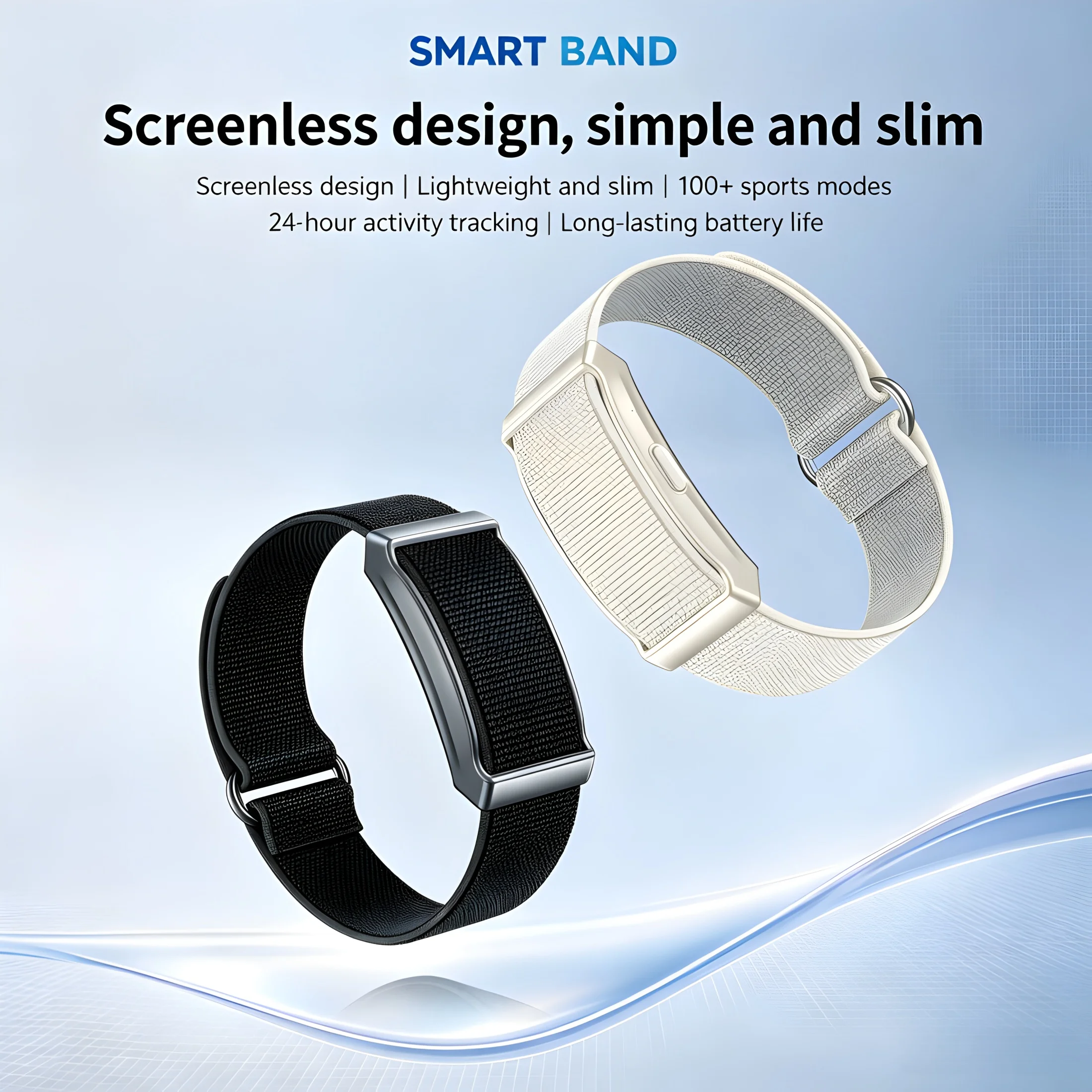 Screenless Smart Band Fitness Tracker - Heart Rate & Blood Oxygen Trend Monitor Sleep Recorder Menstrual Cycle Reminder