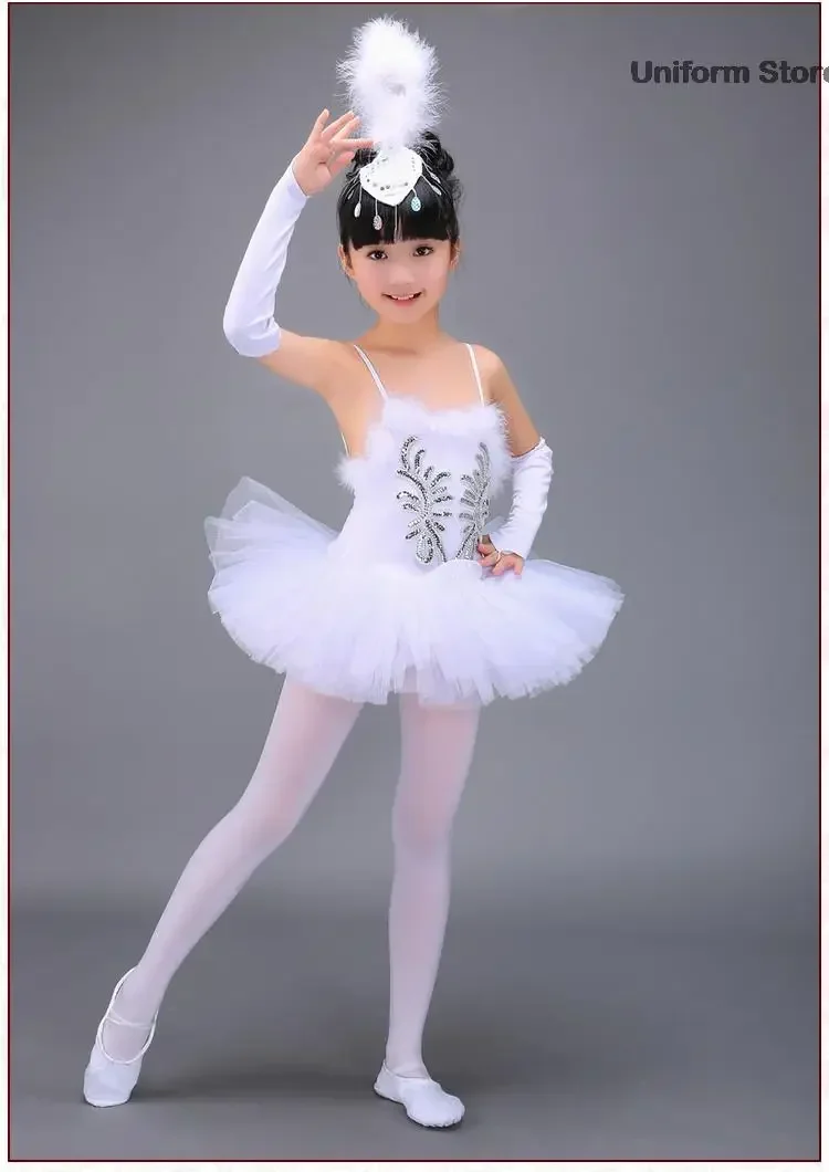 Professional White Girls Swan Lake Ballet Dresses Ballerina Dancing Costumes for Kids Dance Dress Performance Tutu Dancewear