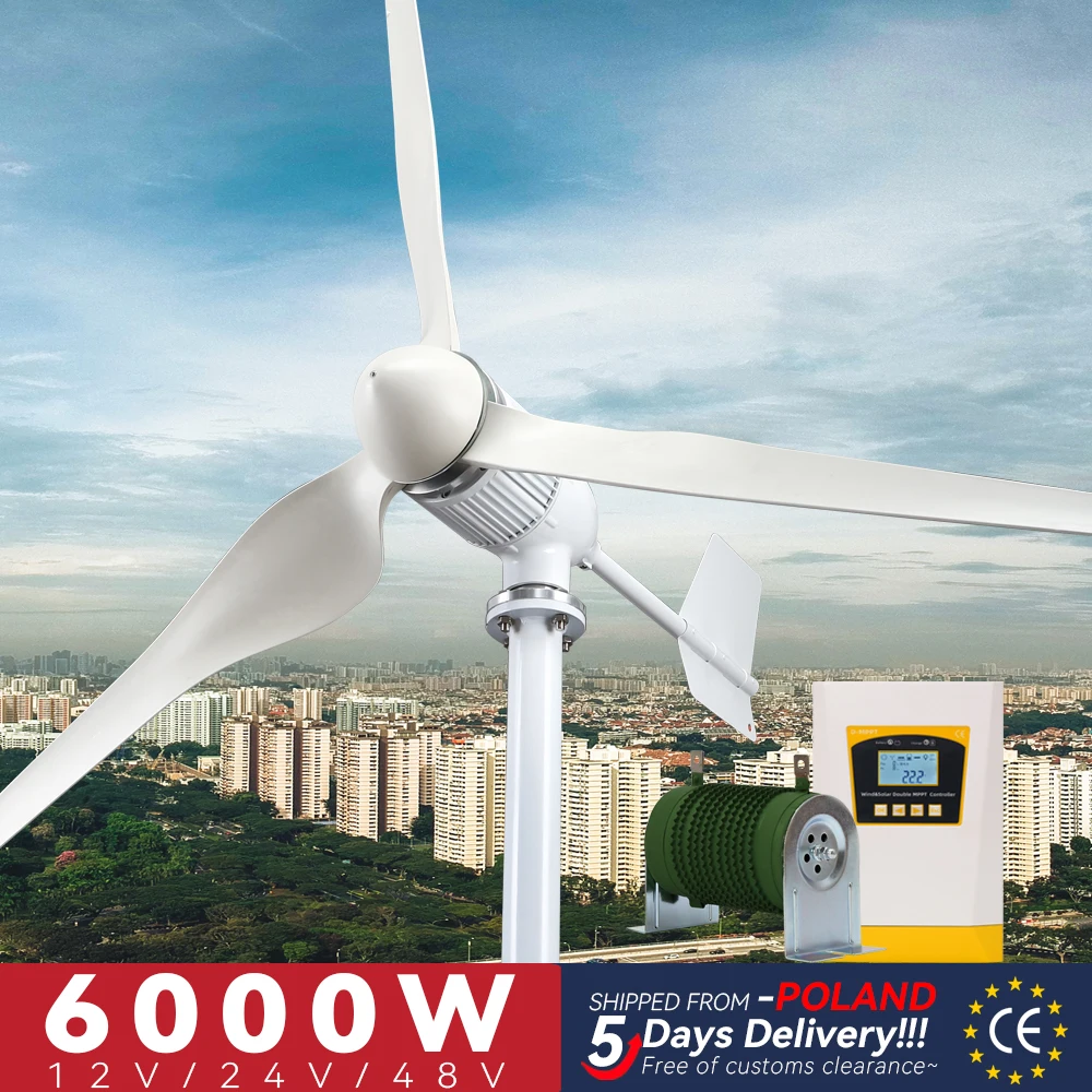 Galaxy Gang 6KW Turbine Generator Household Wind Power 12V 24V 48V Free Energy With Super Hybrid Charger Controller