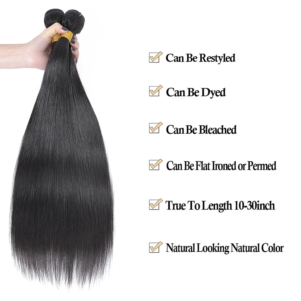 30 40 بوصة حزم مستقيمة 100% الشعر البشري البرازيلي عذراء الشعر 1 3 4 قطعة حزم شعر ريمي الخام ملحقات اللون الأسود الطبيعي #4