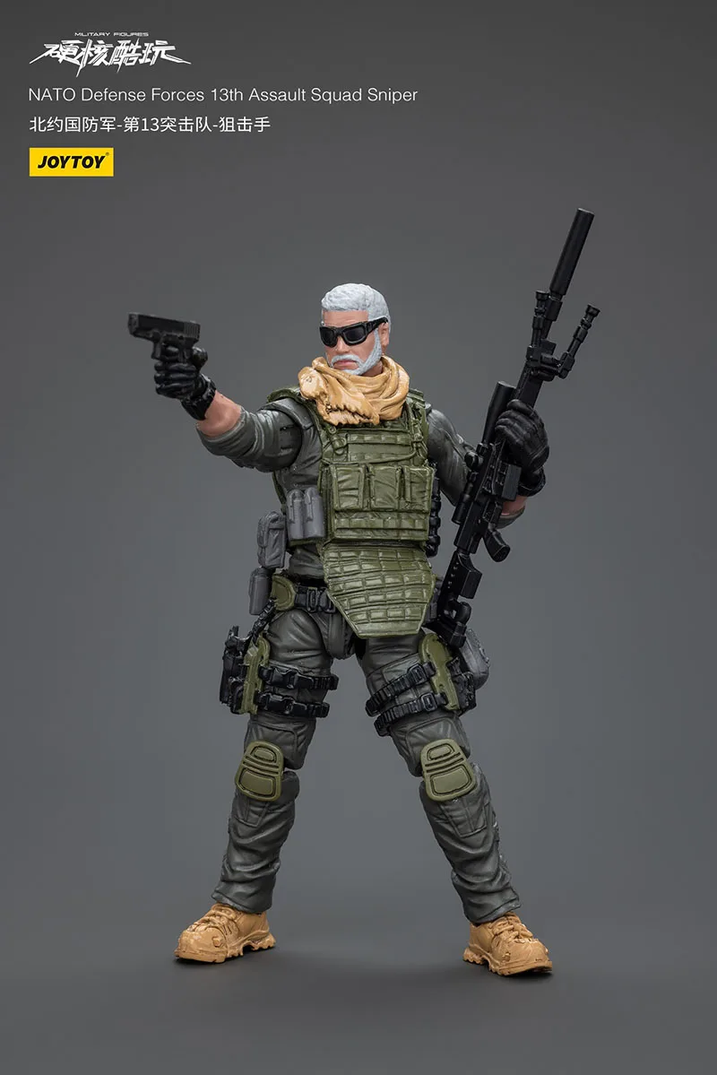 JOYTOY 1/18 NATO Defense Forces 13th Assault Squad Sniper Demolition Expert Trooper Action Figure Mini Military Soldier Model