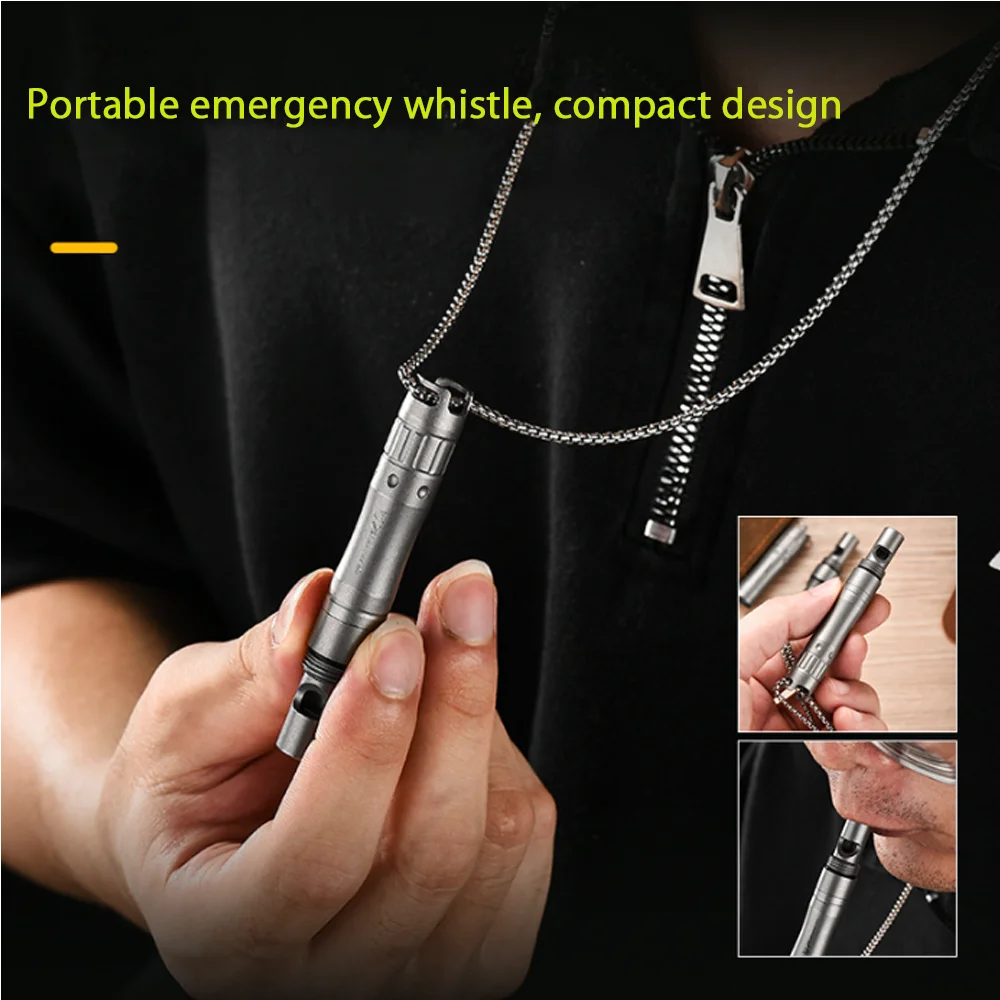 TIMULTI Pfeife aus Titanlegierung, Multifunktionspfeife mit EDC-Stift oder Touchscreen-Stift für Outdoor-Survival, Wandern, Training