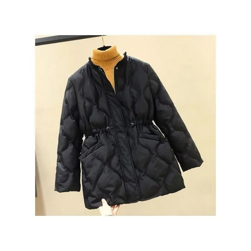 20 Herbst Winter Retro Frauen Parkas neue koreanische Stil westlichen Stil Taille genähte Baumwoll jacke regelmäßige Frauen Kleidung aus Weiß