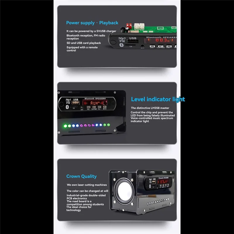 Новый! !Bluetooth 5.0-совместимый комплект FM-радио с индикатором уровня с голосовой активацией — электроника своими руками