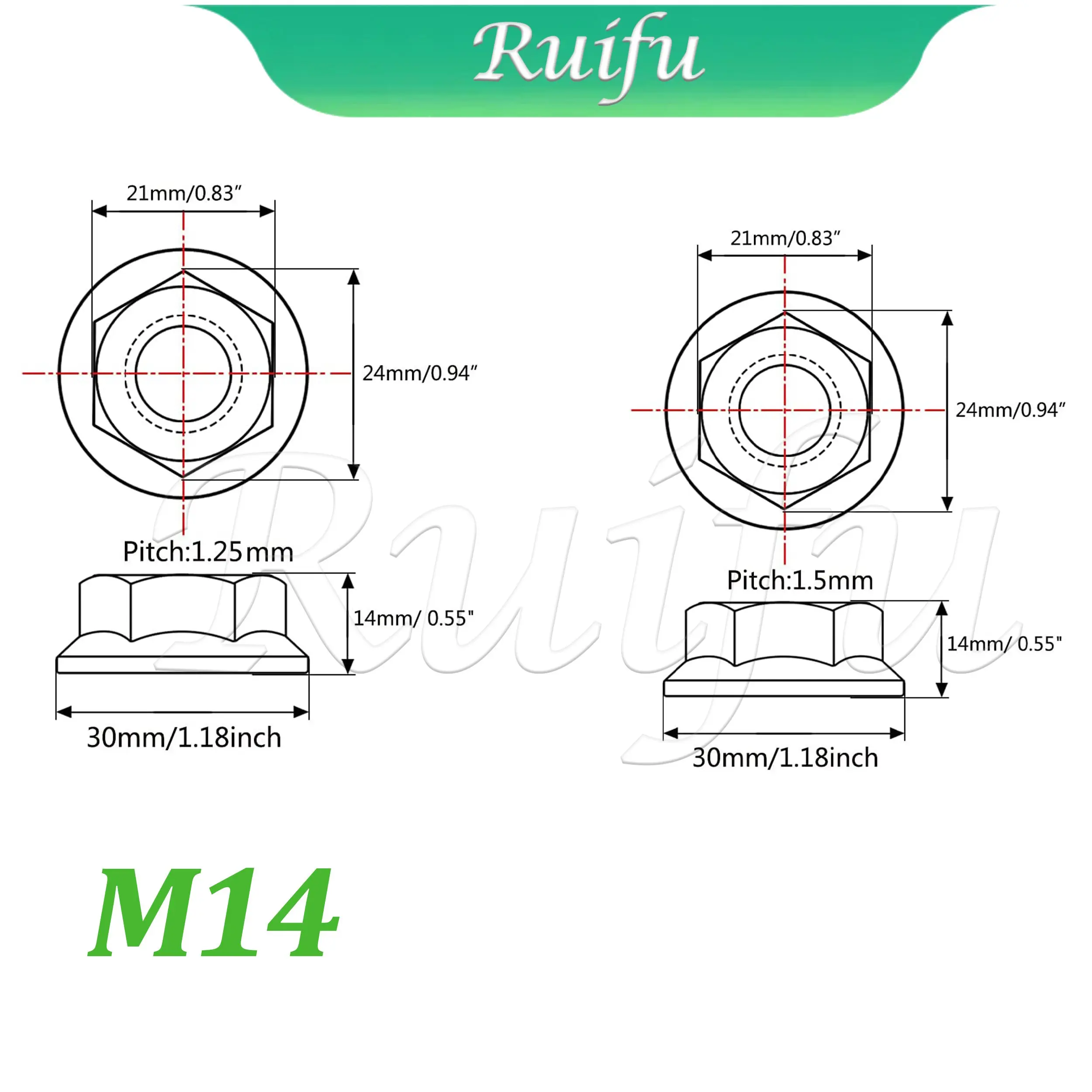 

Ruifu Titanium Nut M5/M6/M8/M10/M12/M14/M16 DIN6923 Ti Flange Nut