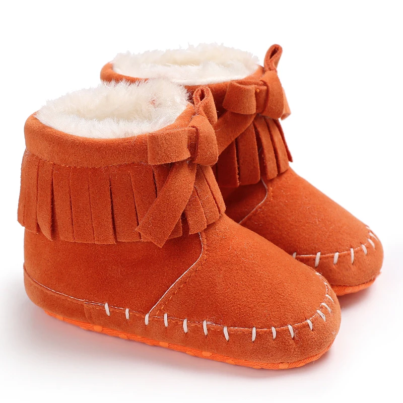Newborn Baby Shoes 0-7-10 Months Soft Soled Thick Cotton Shoes For Male And Female Babies 0-1 Years Old With Plush Warm Shoes