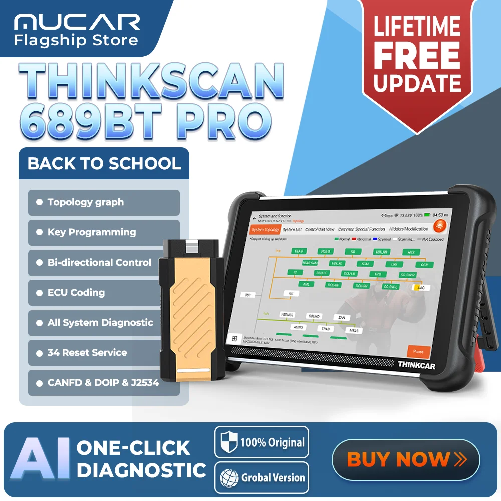 THINKCAR THINKSCAN 689BT PRO Topology Key Programmer Automotive Diagnostic Tool J2534 Bidirectional Car Obd2 Scanner ECU Coding