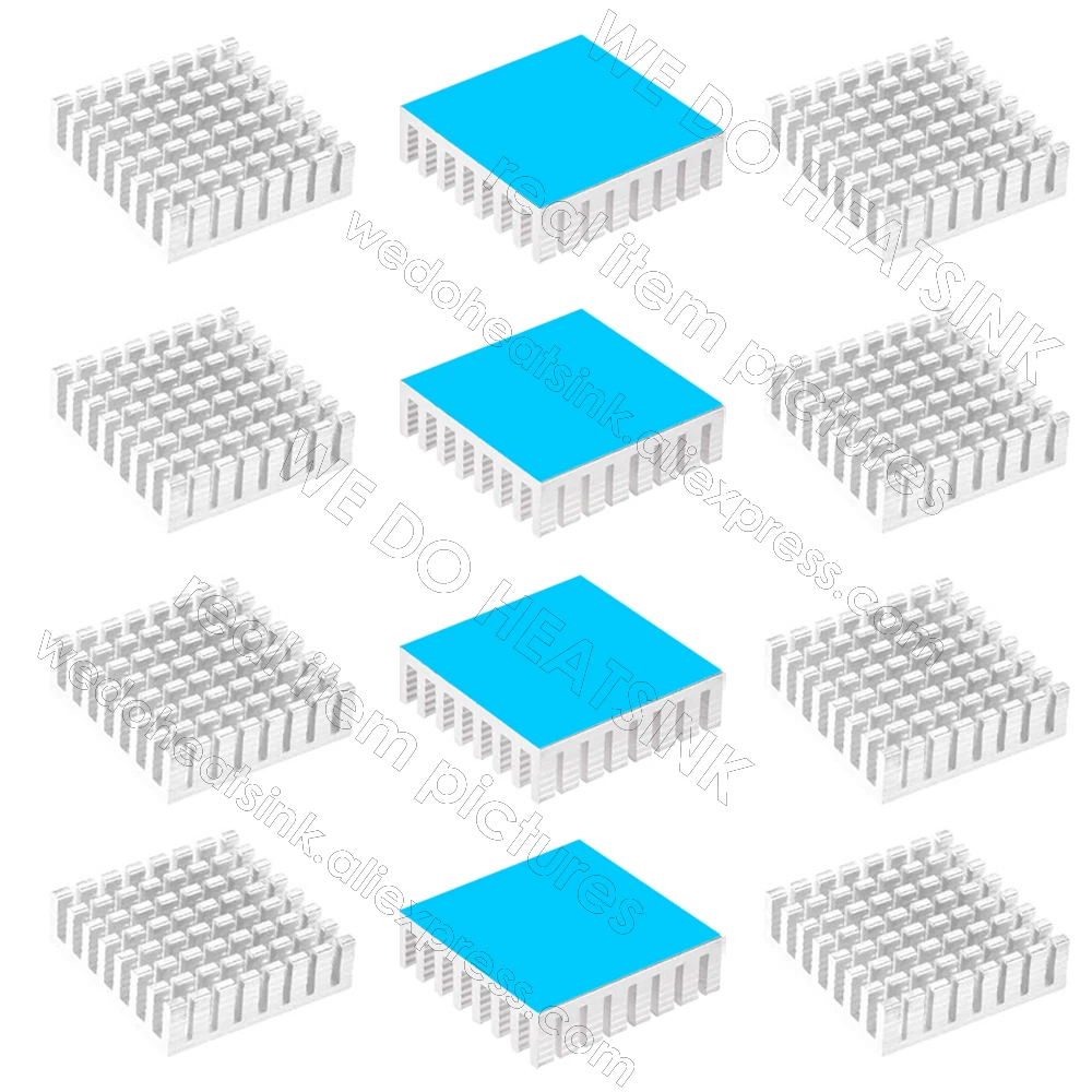 Aleta de refrigerador de conductividad del disipador de calor, 28x28x8mm con cinta térmica, módulo de refrigeración de aluminio para Transistor IC Semiconductor