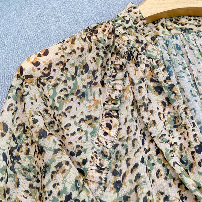 

Retro Tea Break Print Holiday Style High Waist V Neck Dress 2025 Summer New Style Modern Drape Slim Long Skirt