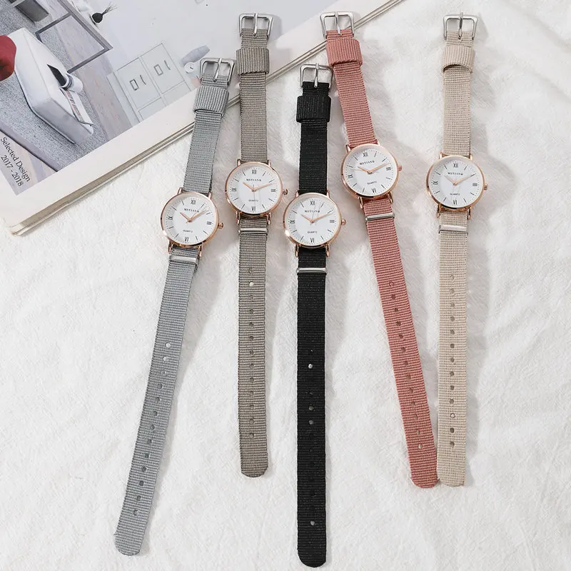 Canvas Casual Watch Female Student Ins Style Lovely Girl Quartz Wristwatch for Women Clock Reloj Mujer Montre Femme Wholesale