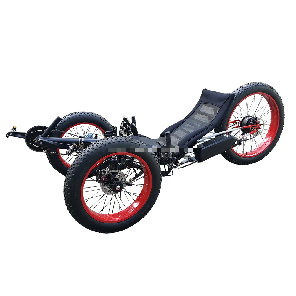 ฟรีนําเข้าDutyกรอบอลูมิเนียม 500Wไฟฟ้าDriftสามล้อSnow Mountainไขมันเต็มยางRecumbent Trikeสําหรับขาย