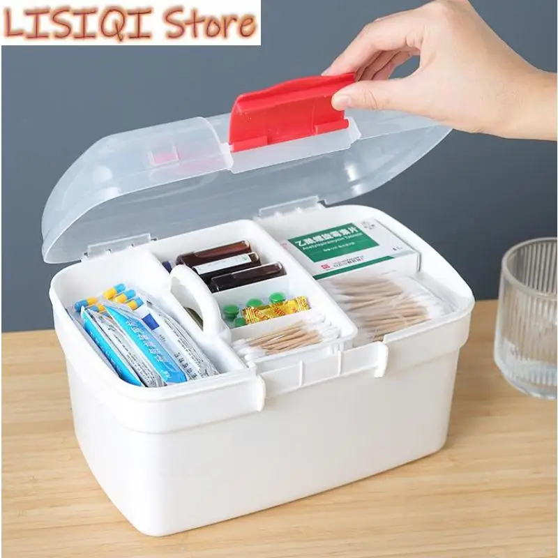 

New Portable First Aid Kit Storage Organizer Box Plastic Multi-Functional Family Emergency Box with Handle Medicine Chest Tools