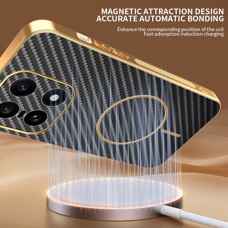 Para OnePlus 15 Funda nuevo negocio galvanoplastia magnética textura de fibra de carbono Funda anticaída para Oneplus 15 Funda a prueba de golpes