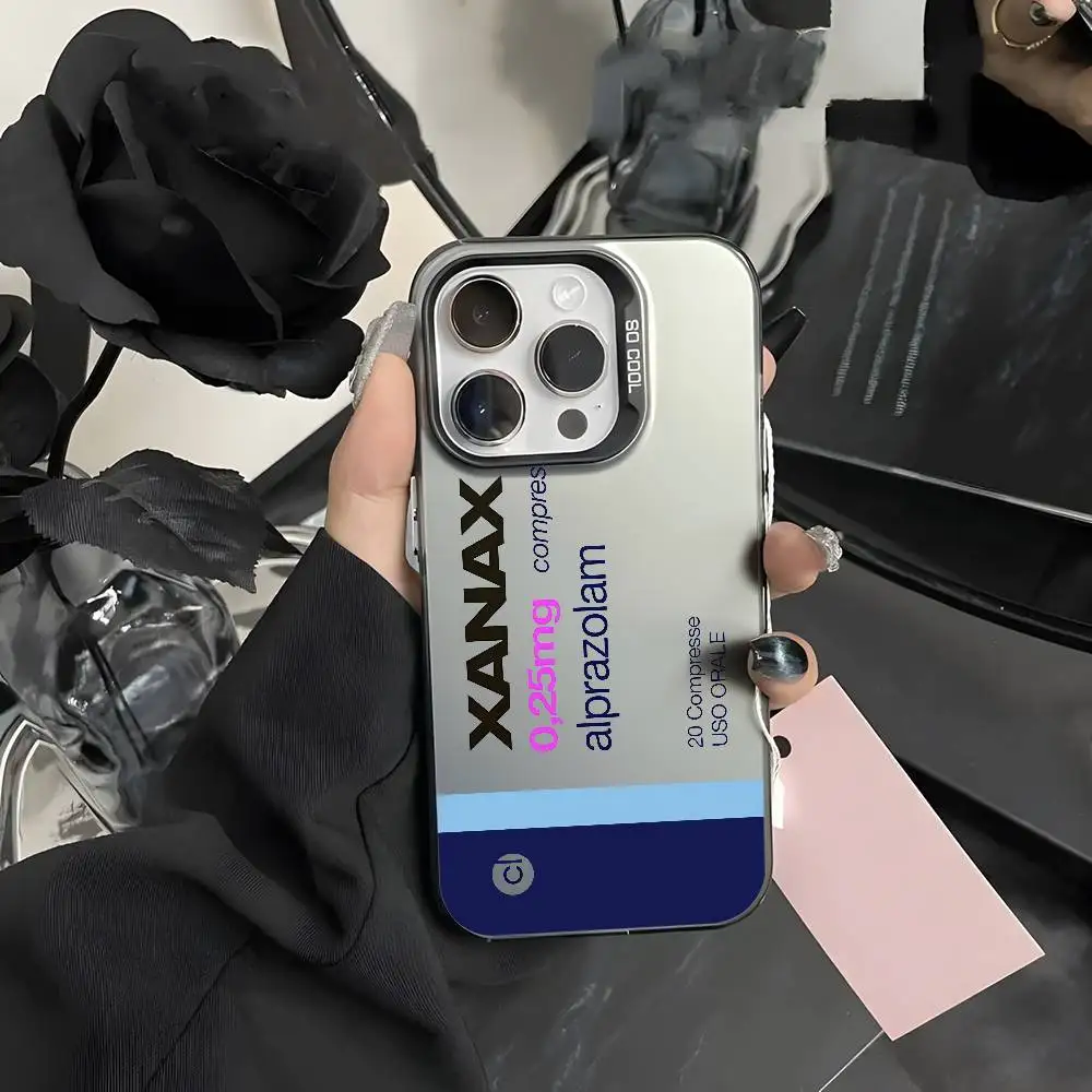 

X-XANAXS cChill Pill Cool Phone Case For iPhone 16 15 14 13 12 11 Pro Max Grey Black Matte Laser Metallic Aurora Funda