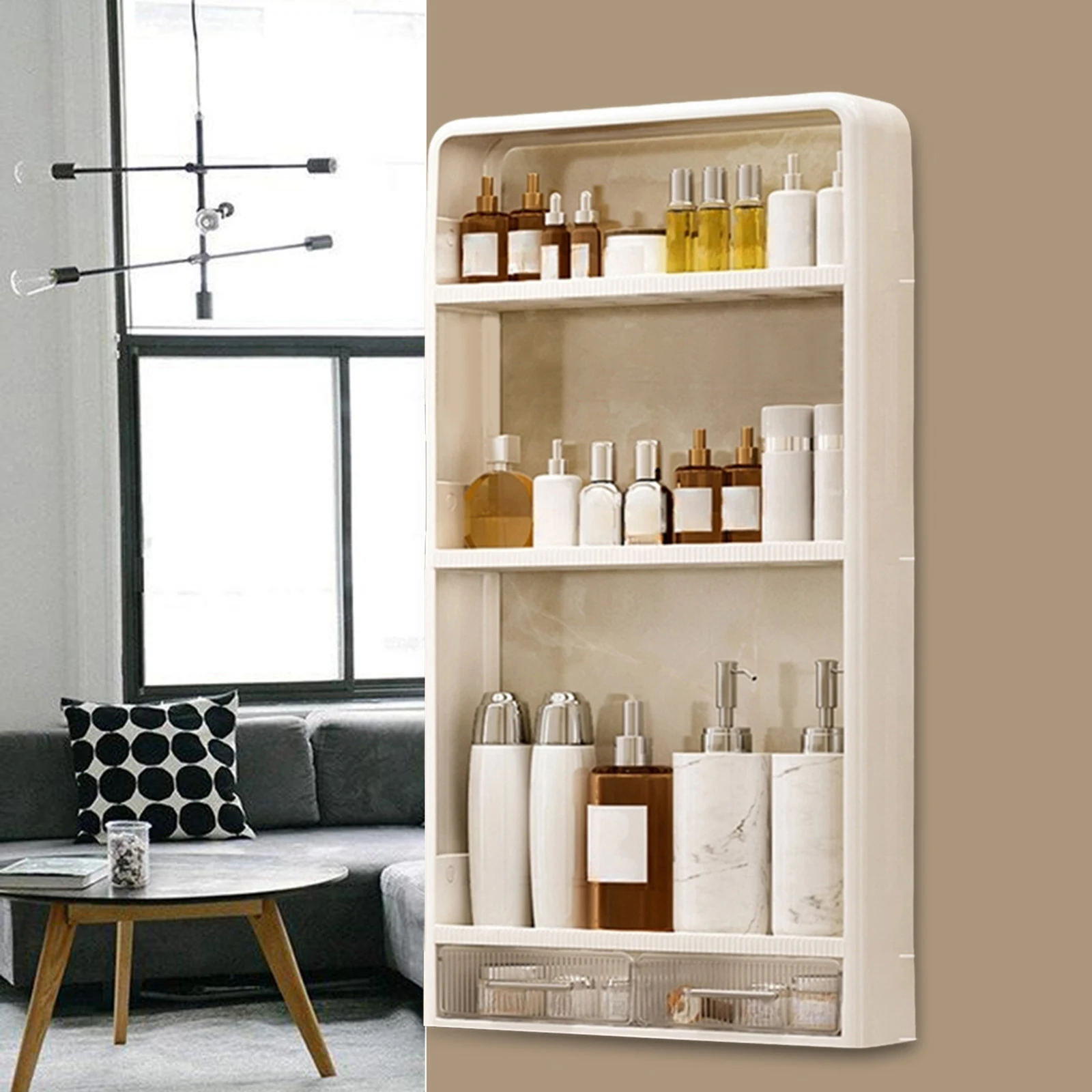 Toilet Shelf Makeup Cosmetic Shelf Bathroom Storage Rack Bathroom Wall Shelves Wall Floating Shelves for Hotel Kitchen Bedroom