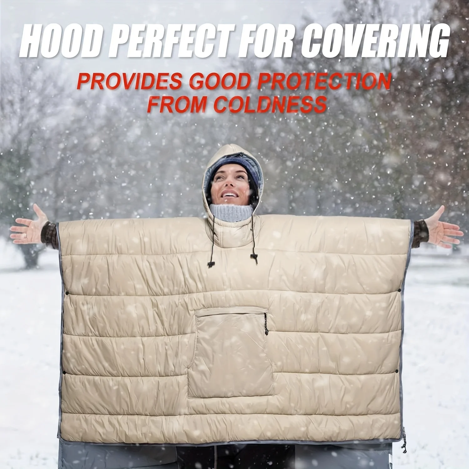 

Универсальный спальный мешок-пончо с капюшоном, водонепроницаемый, ветрозащитный, теплый, легкий, портативный, для кемпинга и путешествий на природе