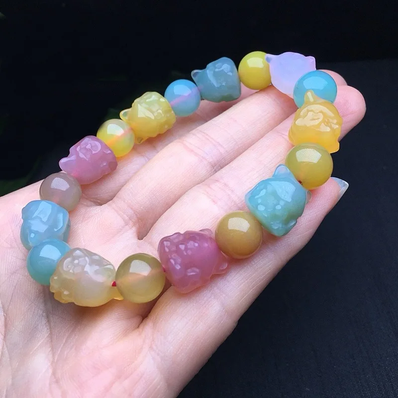 

Yanyuan tail bracelet candy full of meat multi-color colorful agate nine single circle Crystal