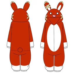 Game Genshin Impact Amber Pajamas Jumpsuits Winter Flannel Plush Adult Cartoon Halloween Cosplay Costume Kigurumi Prop