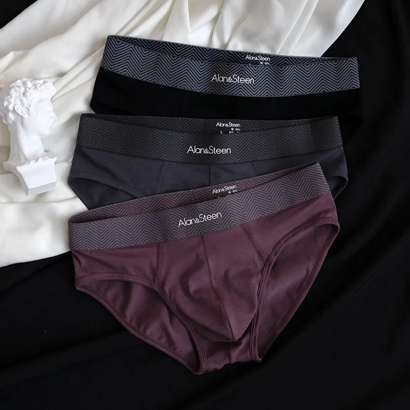 Men 3-Pack Briefs 7A Antibacterial Sports Breathable Underwear Plus Size Color Block Comfortable Triangle Underwear Husband Gift