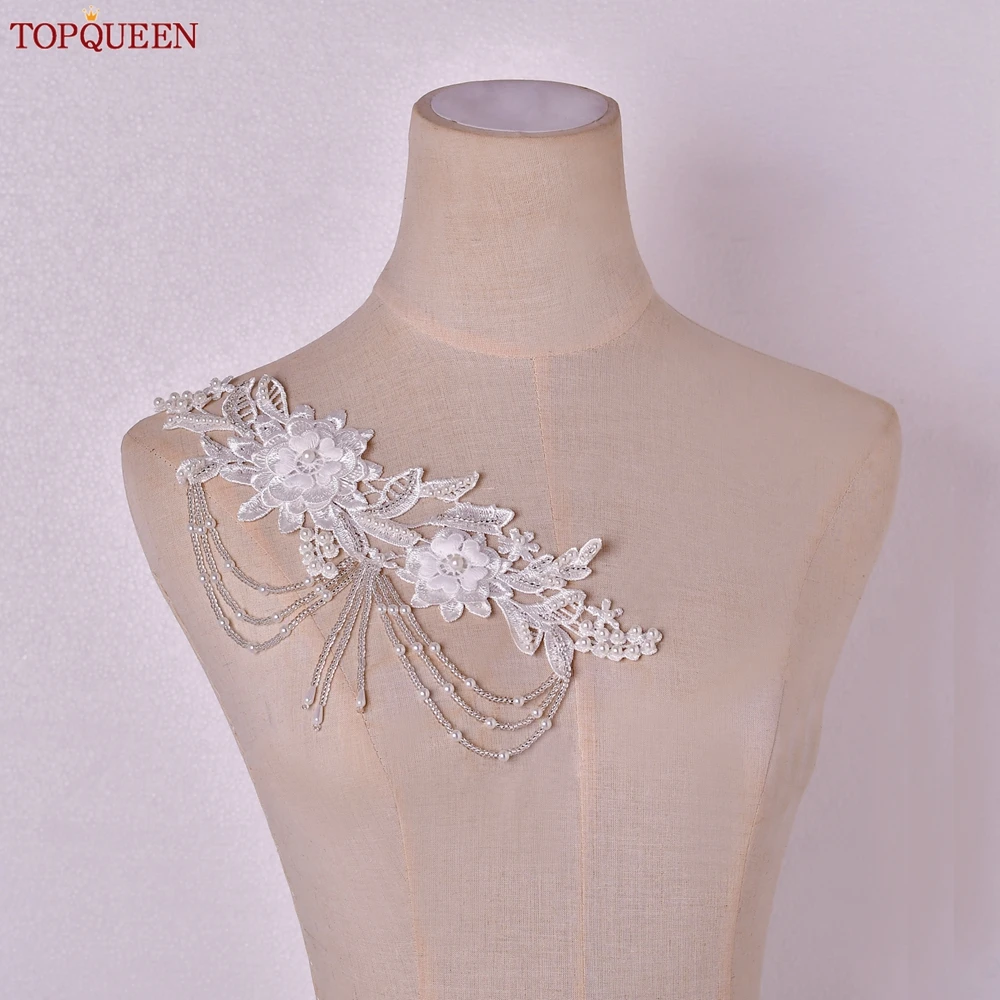 

TOPQUEEN кружевная декоративная нашивка с цветочным принтом для украшения одежды своими руками, украшения дома, аппликация для вышивки бисером с кисточками S267