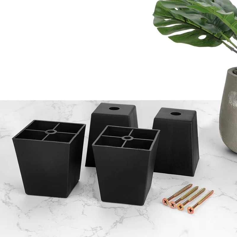 4 peças de substituição de sofá com parafuso para móveis de plástico de 3 polegadas, mesa de centro com pés quadrados