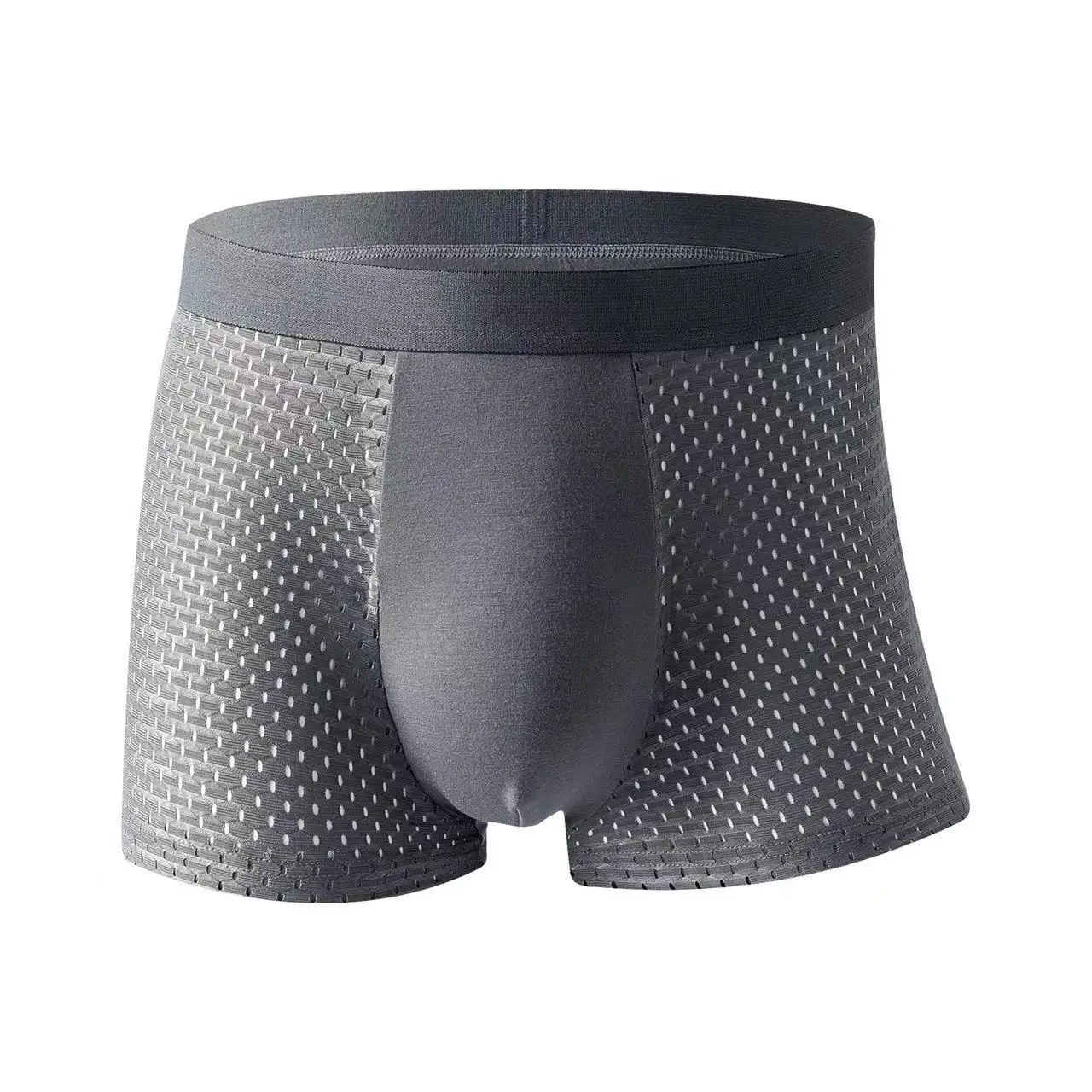 1Pcs Men\'s Underwear Ice Silk Summer Cool Breathable Men\'s Boxer Sports Mesh Hollow Mesh Sexy Comfortable Men\'s Underwear