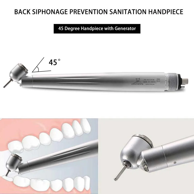 NSK Style Dental LED 45° Surgical High Speed Handpiece Fiber Optic Turbine 4 Hole YABANGBANG