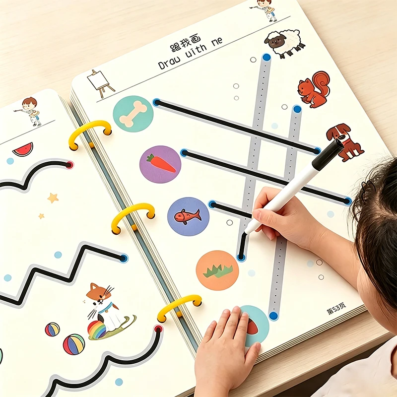 Erasable Pen Control Training Set, Comprehensive Brain Development Manual, Writing Training Manual, and Drawing Enlightenment Manual, Learn Writing Skills, Holiday Gift.