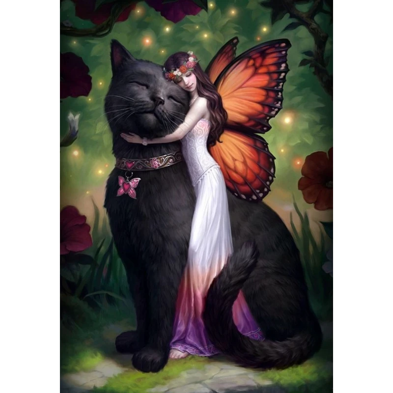 

500/1000/1200/2000 PCS Jigsaw Puzzles Animal Cat and Butterfly Woman Figure Family Activity Games for Gameroom Bedroom Gift