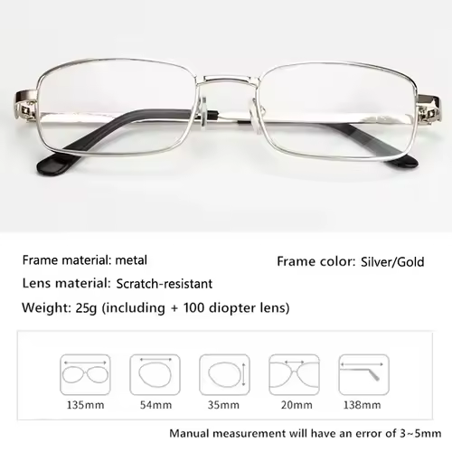 Design Reading Glasses for Men and Women Full-frame Alloy Clear HD Lens Presbyopia Eyeglasses Impact Scratch Resistant 0 To +4.0 - Image 6