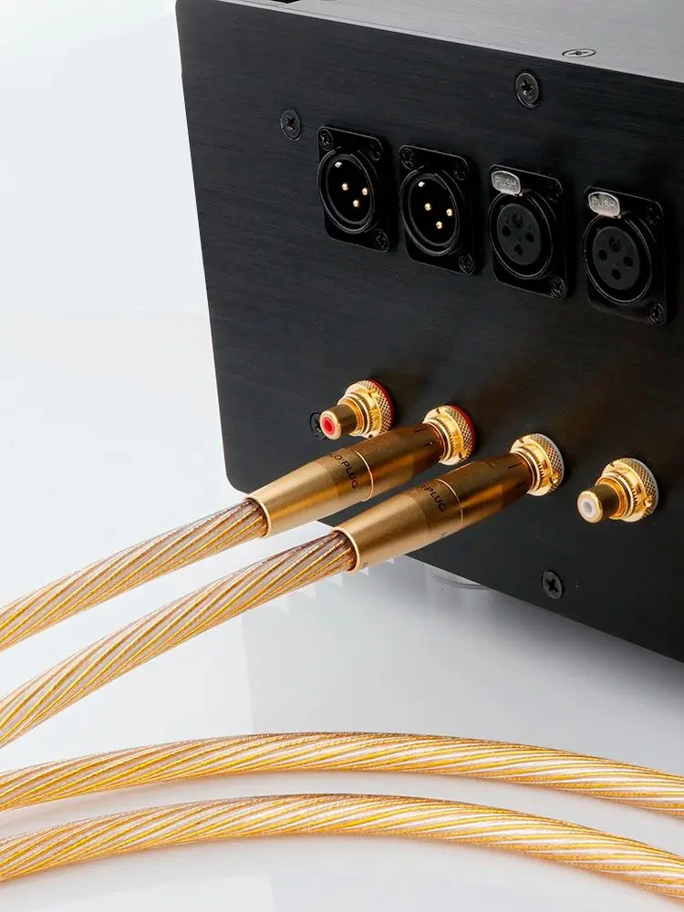Gouden XLR-kabel 8N OCC verzilverd RCA verguld referentie-audiokabel met RCA XLR-stekker voor versterker/mixer - afbeelding 2