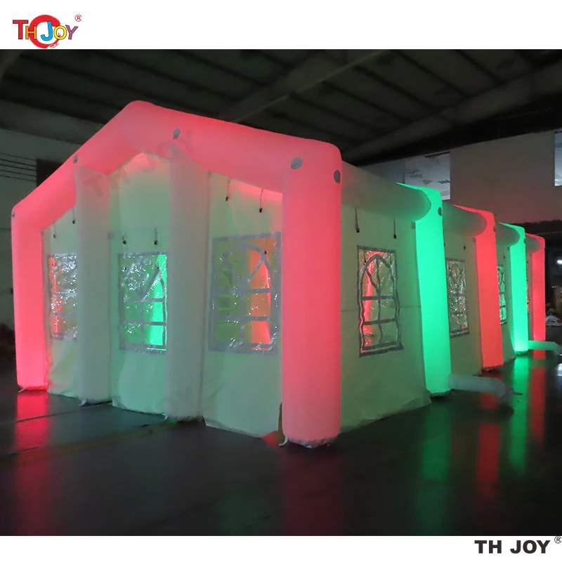 20X10M Led Verlichting Wit Opblaasbare Marquee Bruiloft Tent Witte Opblaasbare Tenten Voor Event Tentoonstelling Grote Camping Tent