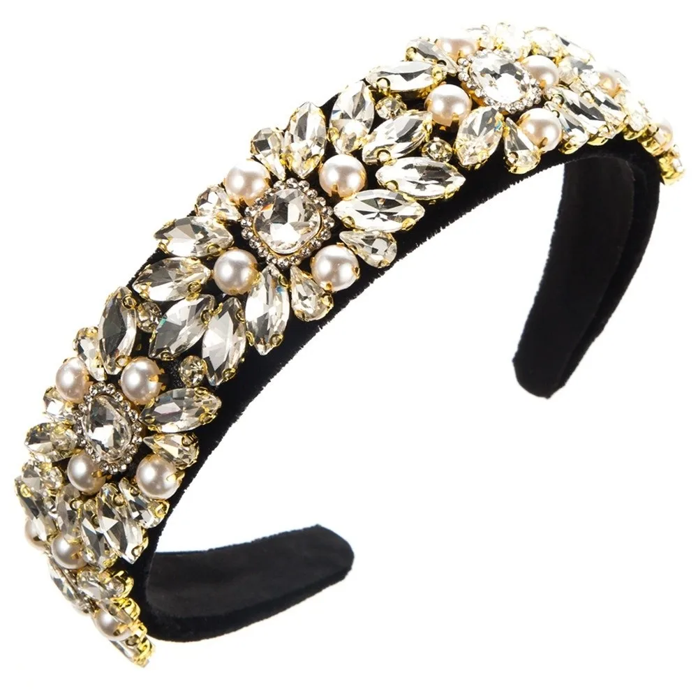 Barockes Strass-Stirnband Glänzende Farbige Haarspange Vintage Krone Haarband Haaraccessoires Funkelnder Haarreif Hochzeit